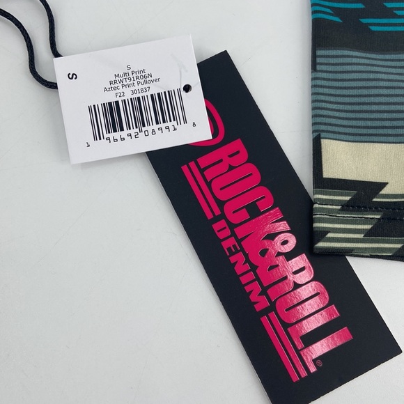 Rock & Roll Denim Men Pullover Green Aztec Pattern August Small - Picture 11 of 11